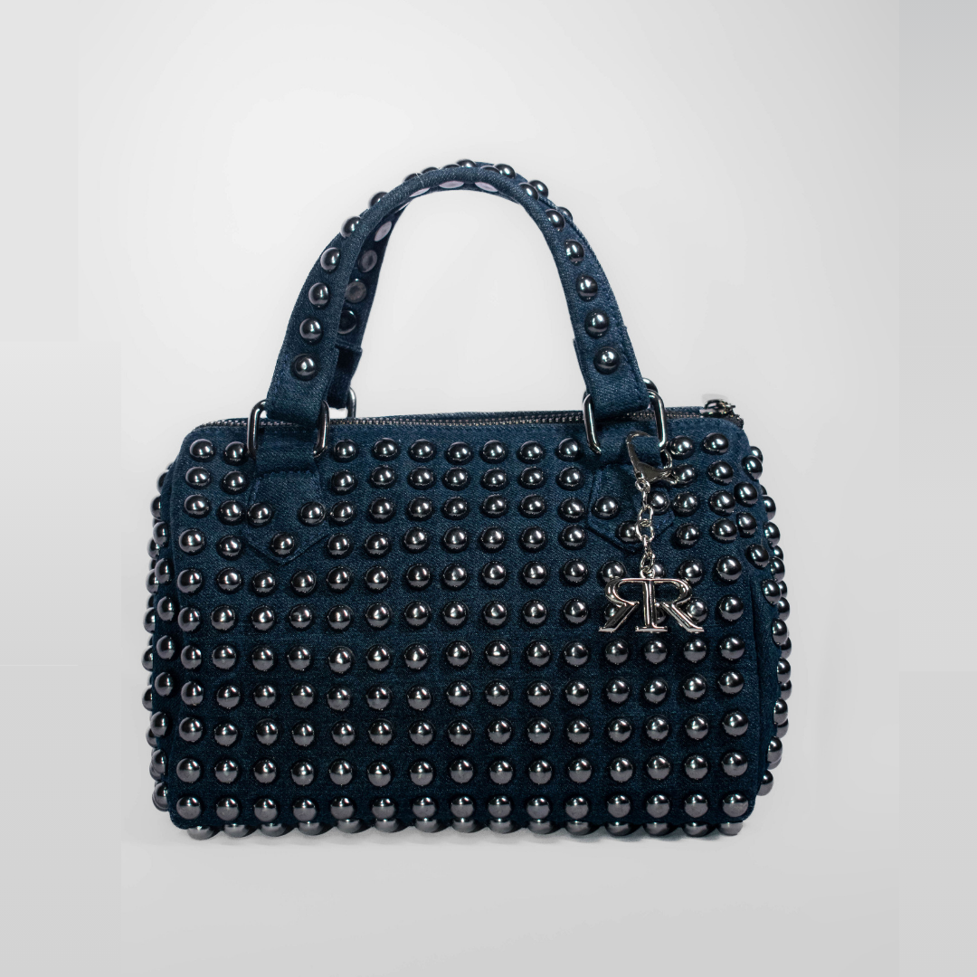 Cobalt Studded Barrel Bag