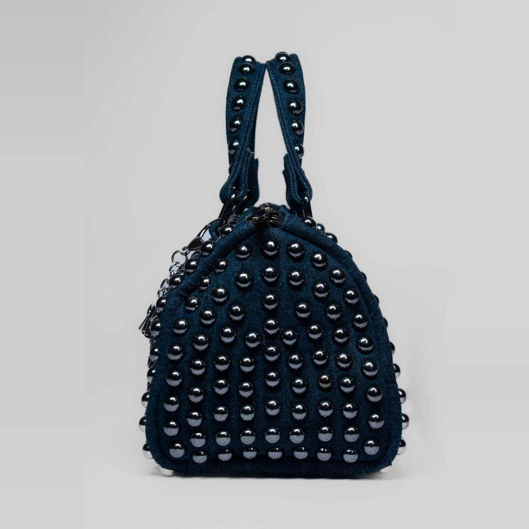 Cobalt Studded Barrel Bag