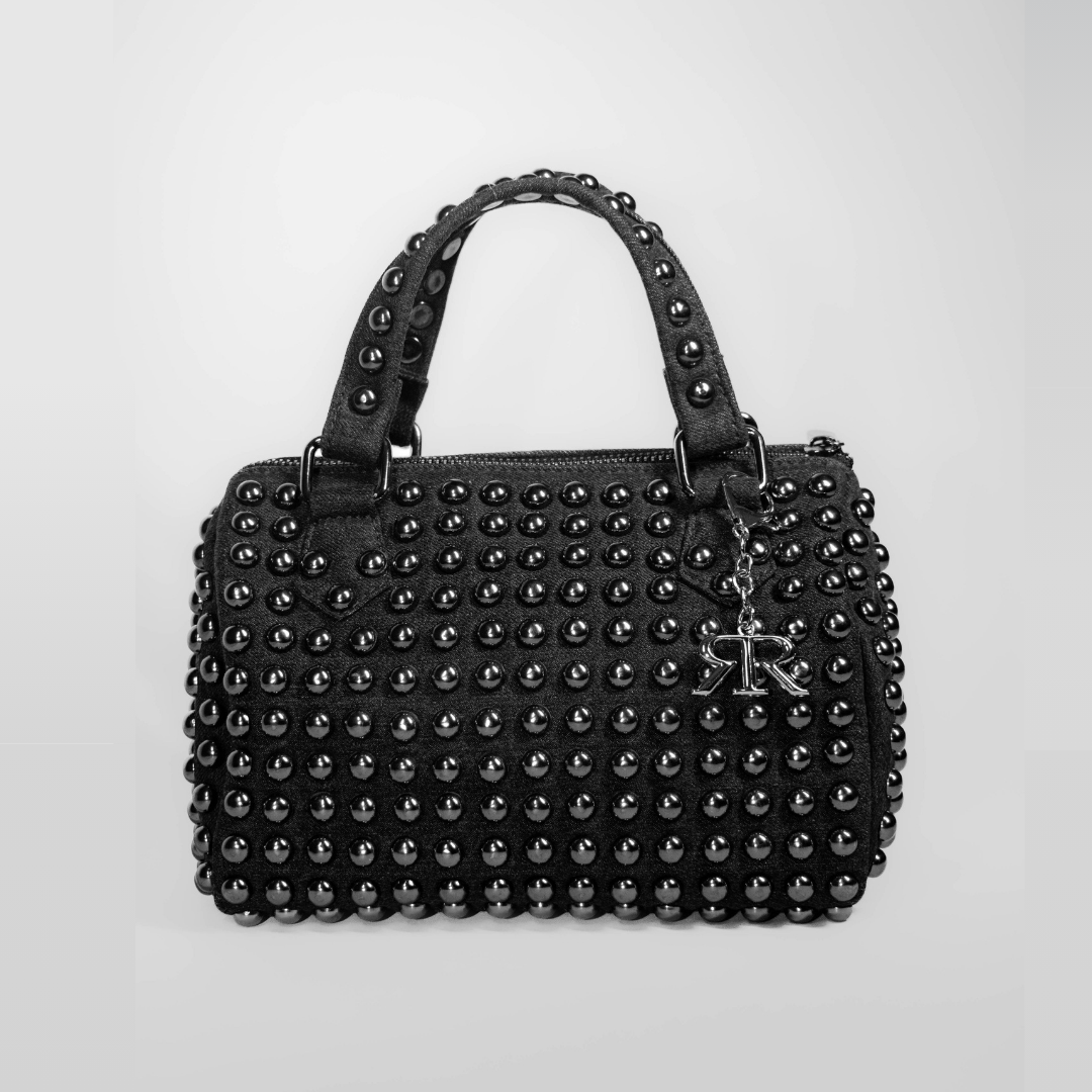Charcoal Studded Barrel Bag