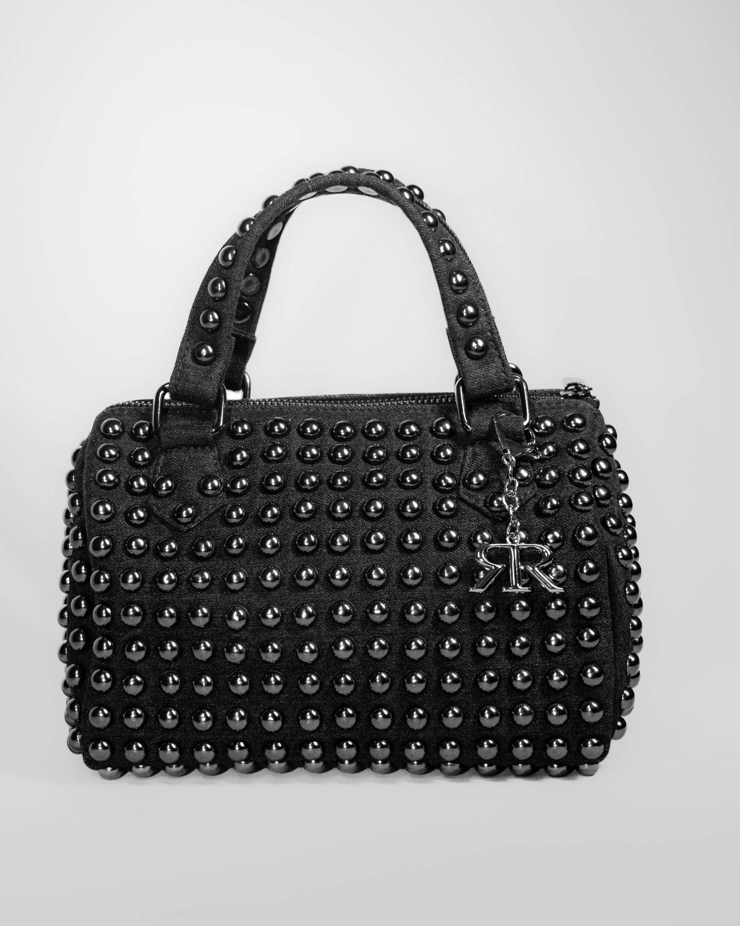 Charcoal Studded Barrel Bag
