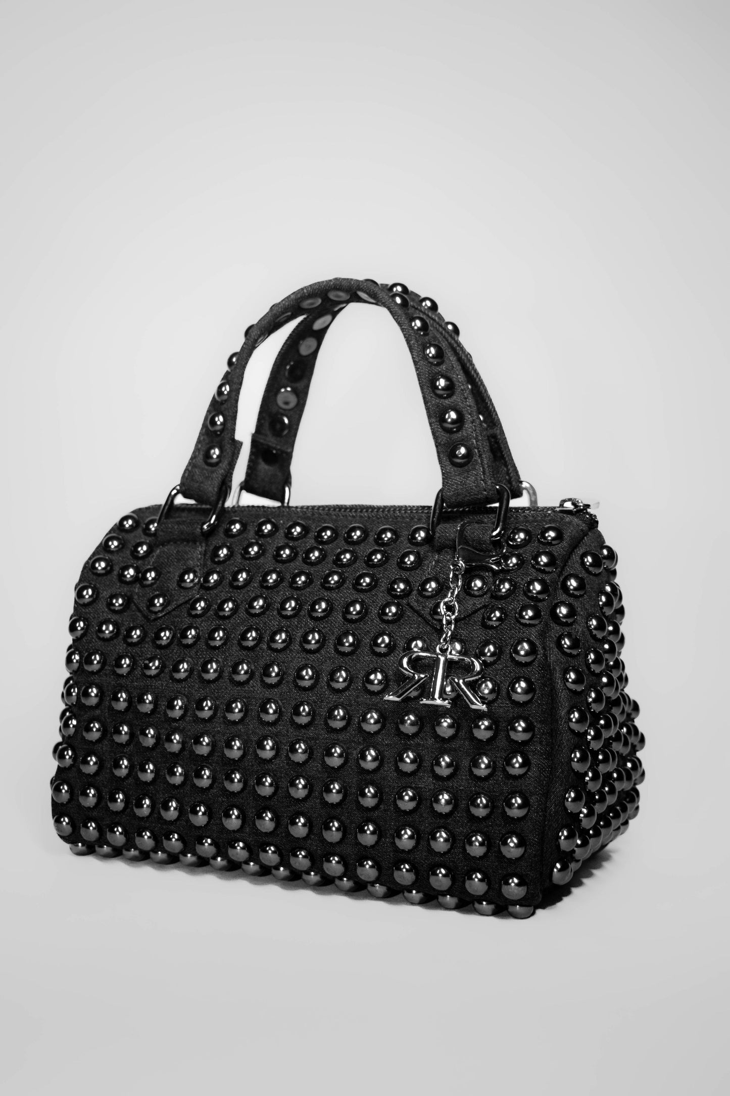 Charcoal Studded Barrel Bag