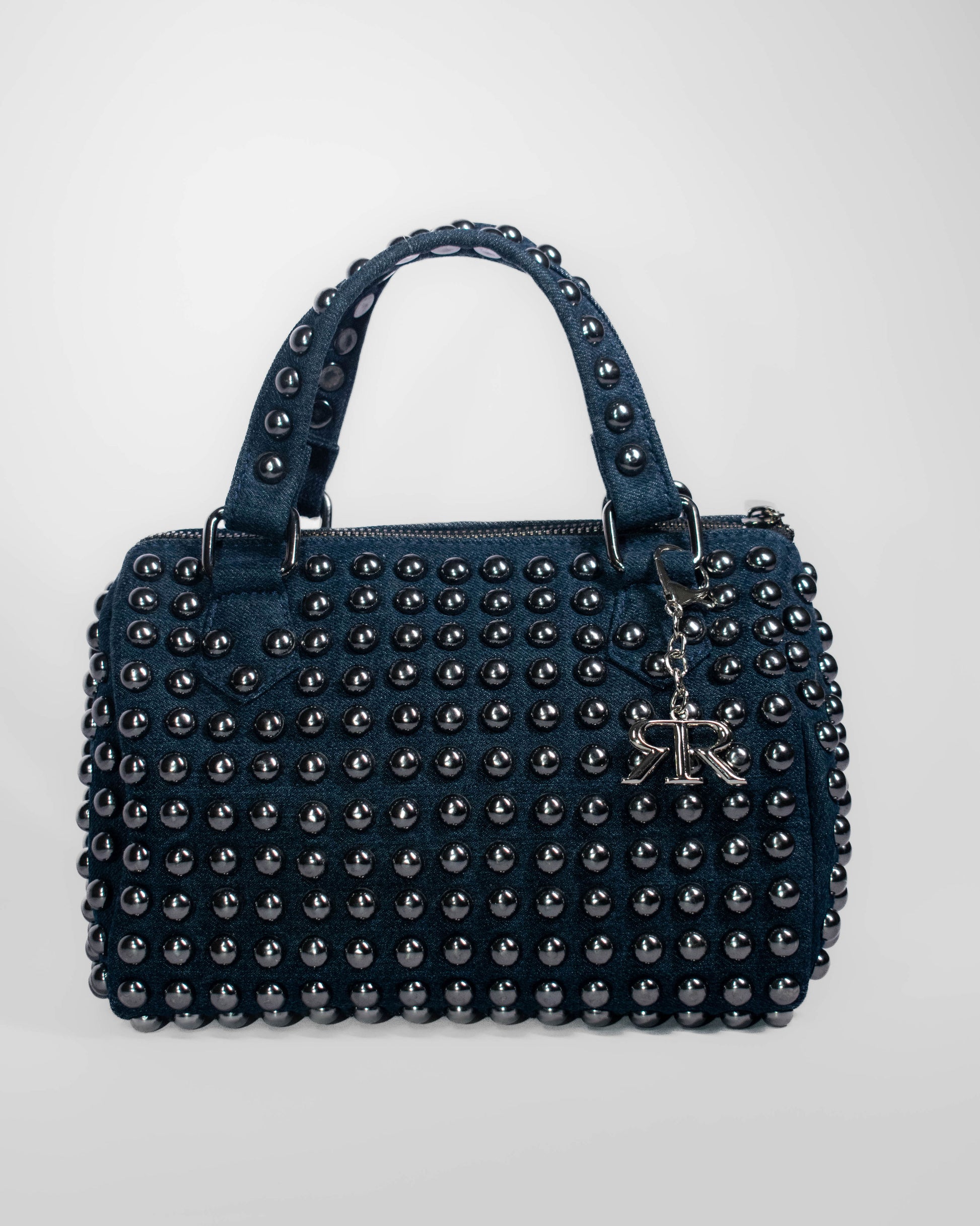 Cobalt Studded Barrel Bag