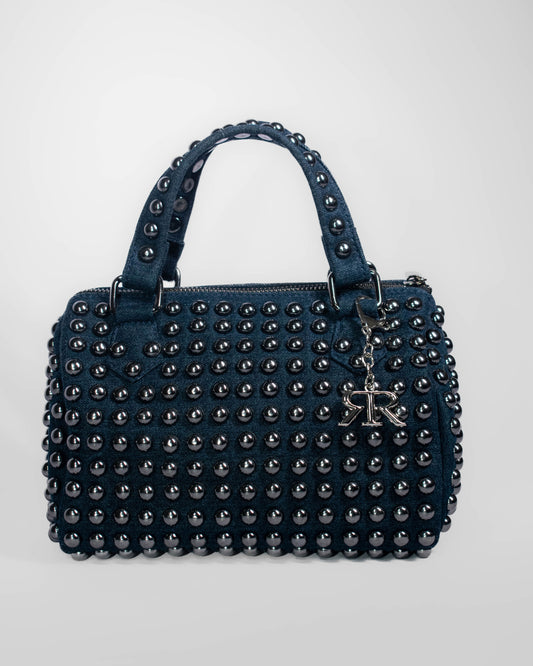 Cobalt Studded Barrel Bag