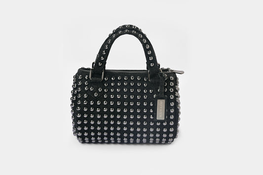 Charcoal Studded Barrel Bag