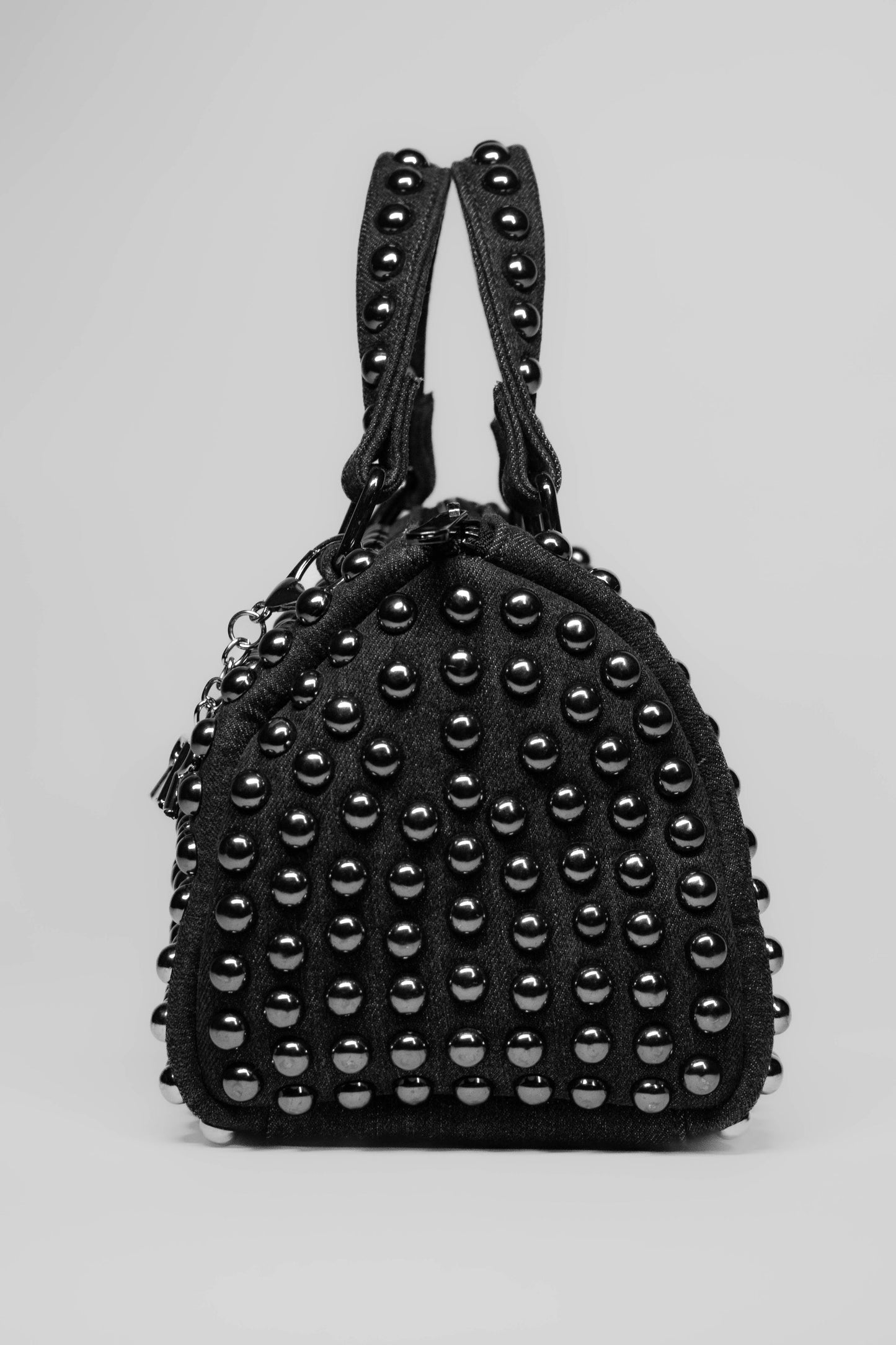 Charcoal Studded Barrel Bag