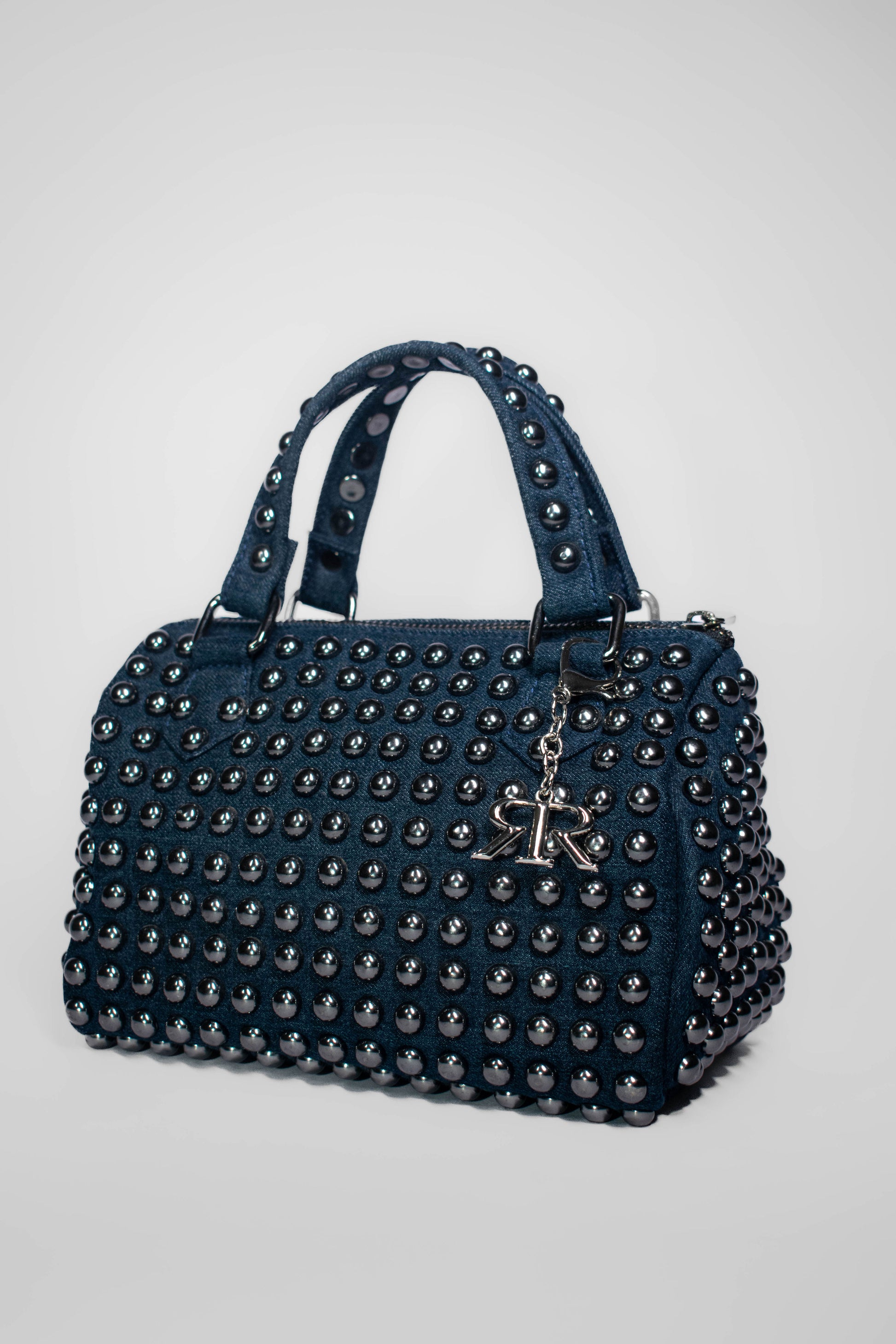 Cobalt Studded Barrel Bag 