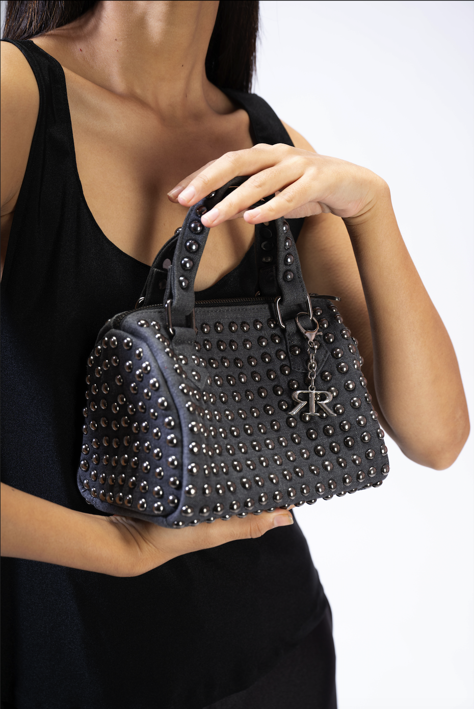 Stone Studded Barrel Bag