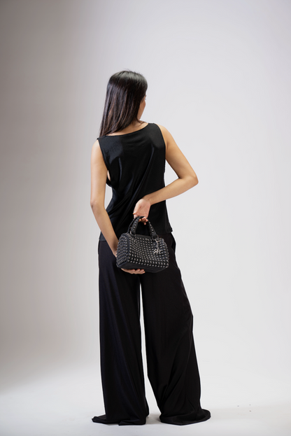 Charcoal Studded Barrel Bag