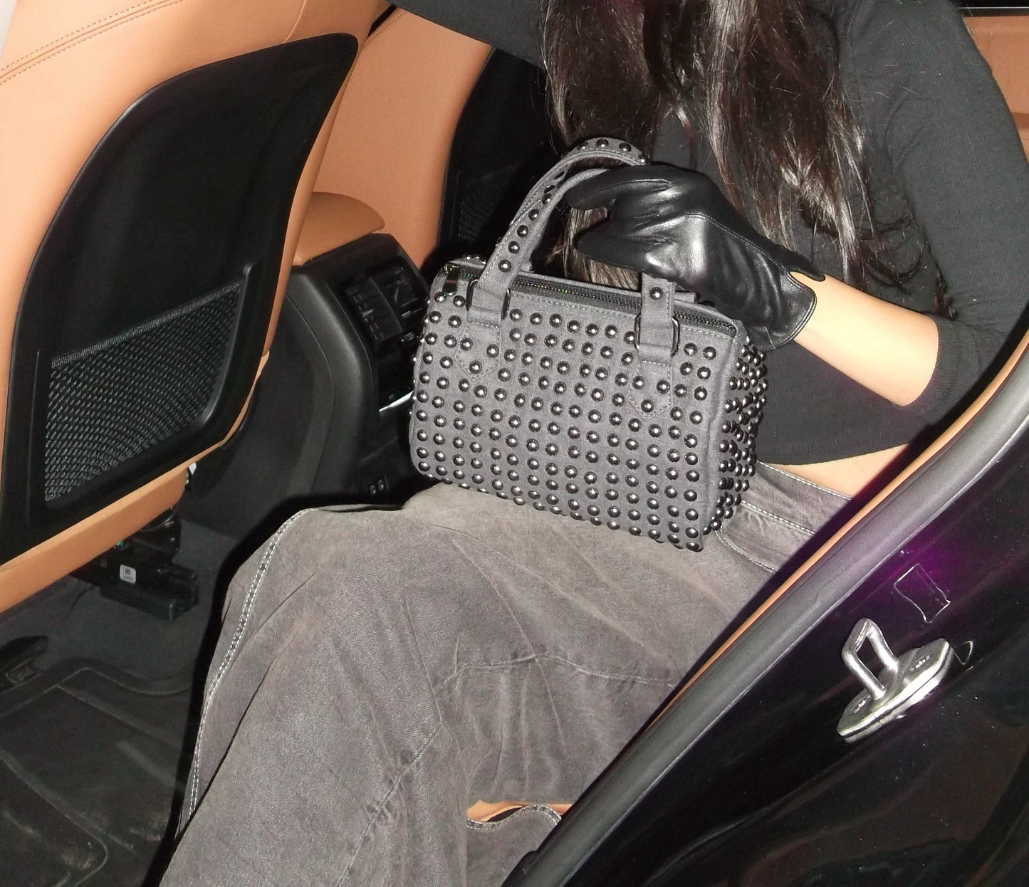 Stone Studded Barrel Bag