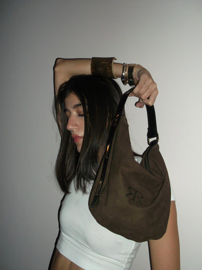 Walnut Suede Sack Bag